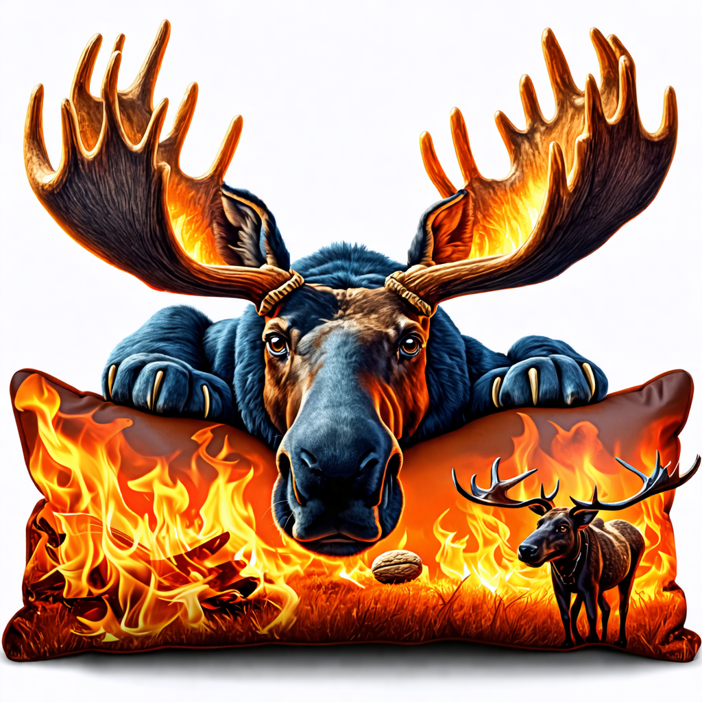 peanut, moose, fire, panther, pillow