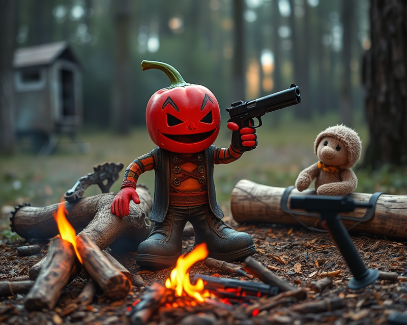 pepperoni, boot, campfire, puppet, doll, gun