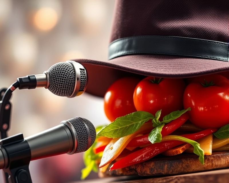 pepperoni, hat, microphone