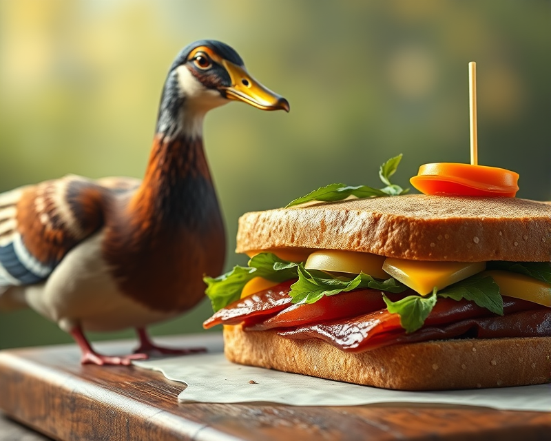 piano, sandwich, duck