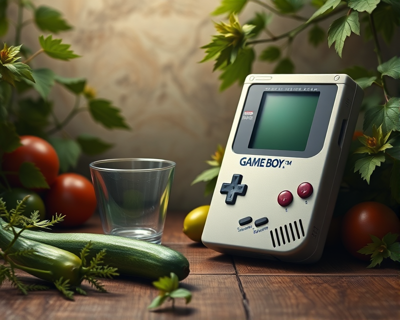 pickle, gameboy, cup