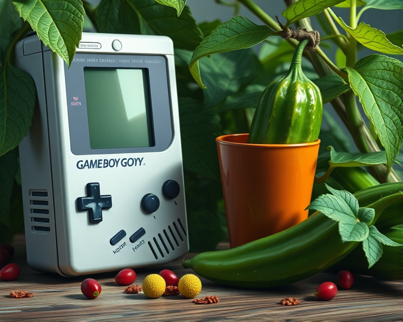 pickle, gameboy, cup