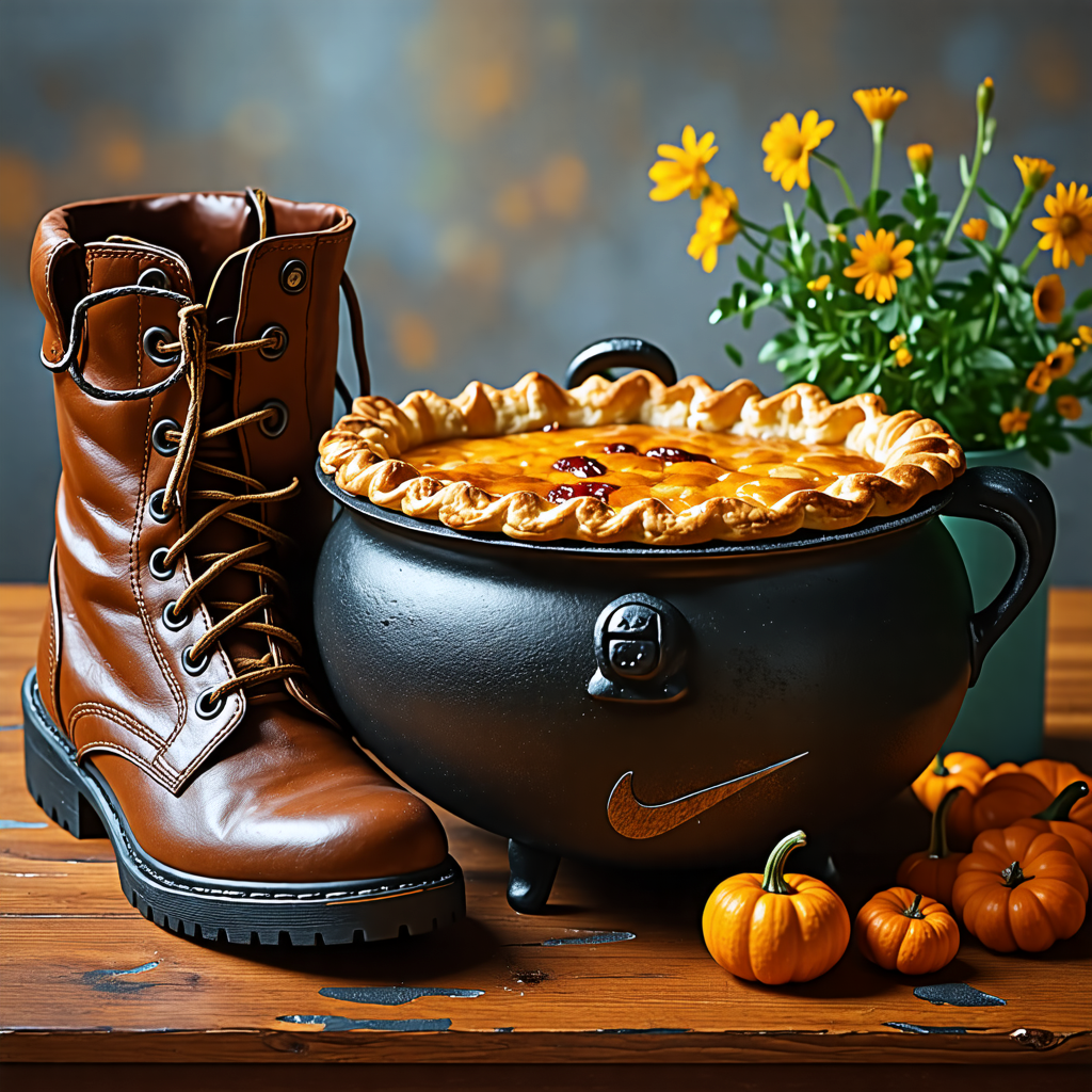 pie, cauldron, nike, boot, vase