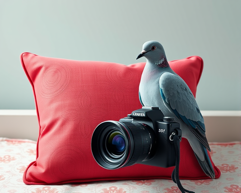 pillow, watermelon, blue, camera, dove