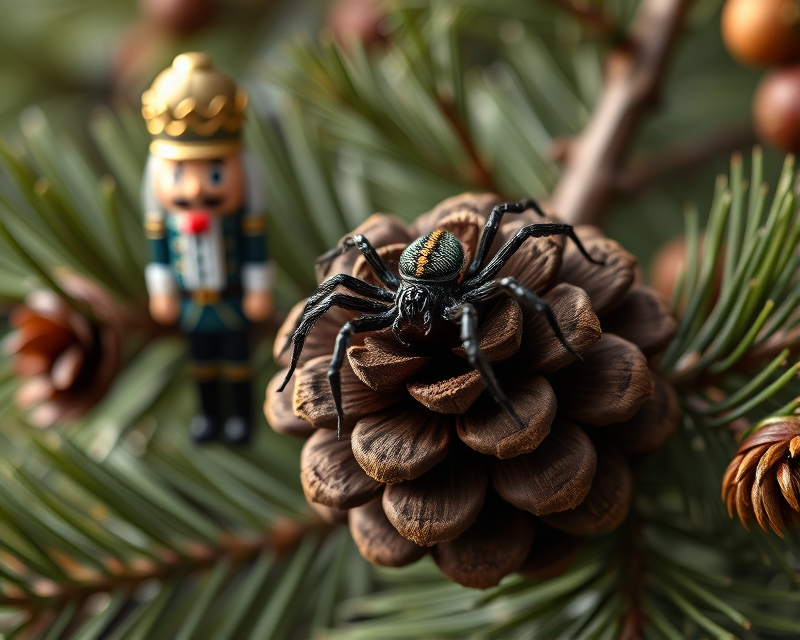 pinecone, nutcracker, spider