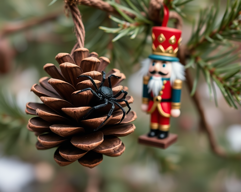 pinecone, nutcracker, spider