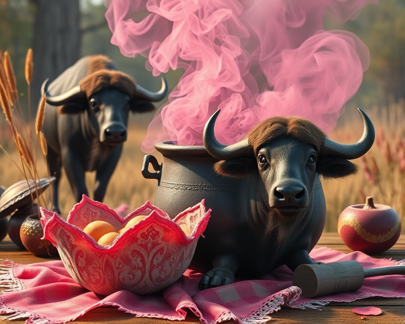 pink, cauldron, buffalo, napkin