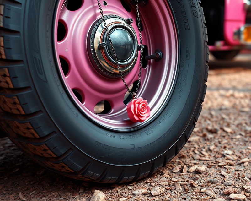 pink, tire, necklace