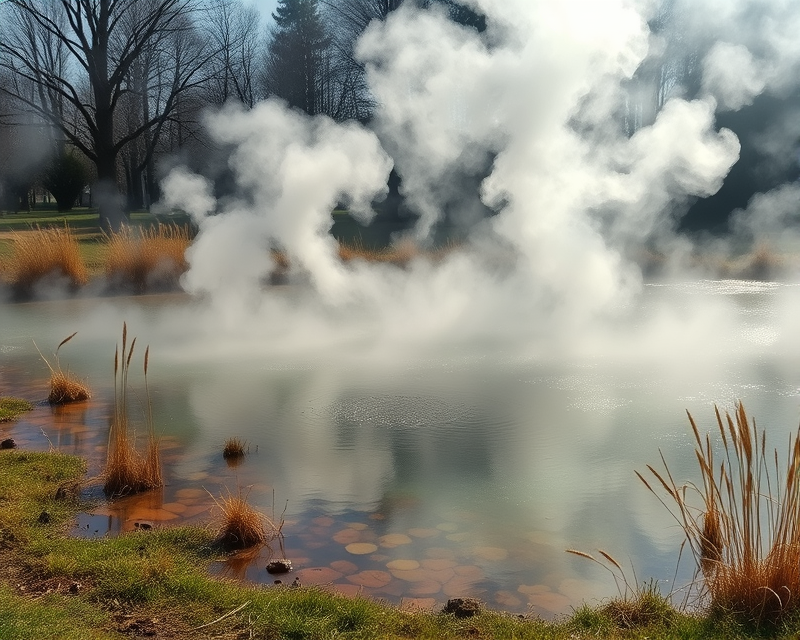 pond, smoke