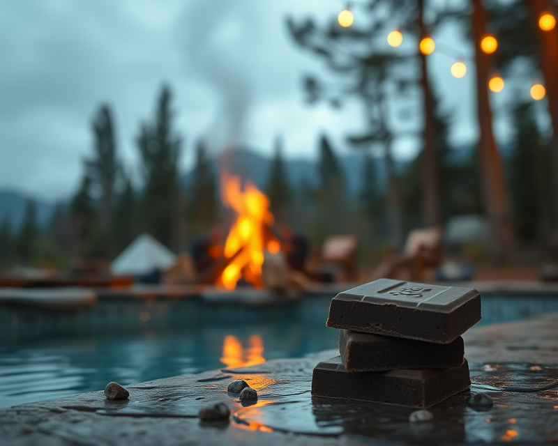 pool, campfire, chocolate