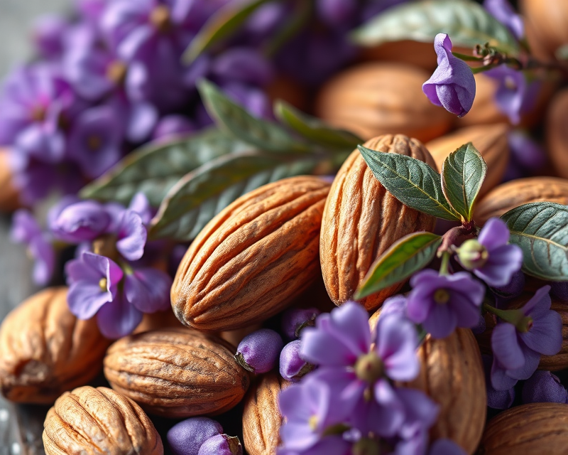 purple, almond