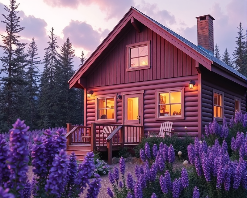 purple, cabin