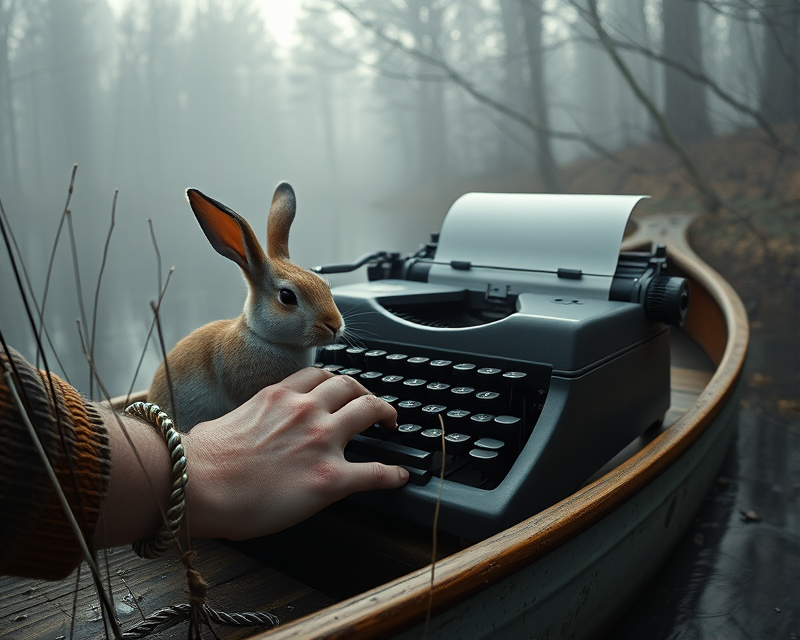 rabbit, bracelet, typewriter, zombie, canoe