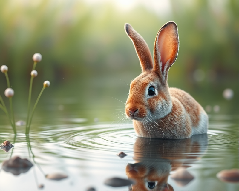 rabbit, water