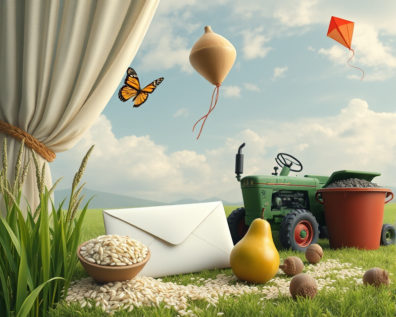 rice, envelope, butterfly, spoon, pear, kite, turnip, pail, acorn, curtain, cloud, tractor