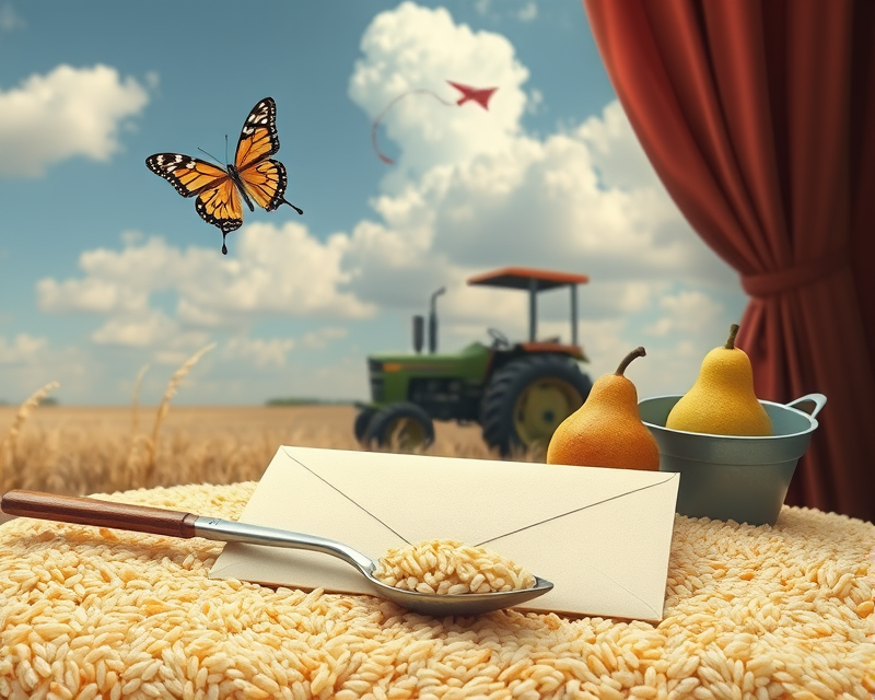 rice, envelope, butterfly, spoon, pear, kite, turnip, pail, acorn, curtain, cloud, tractor