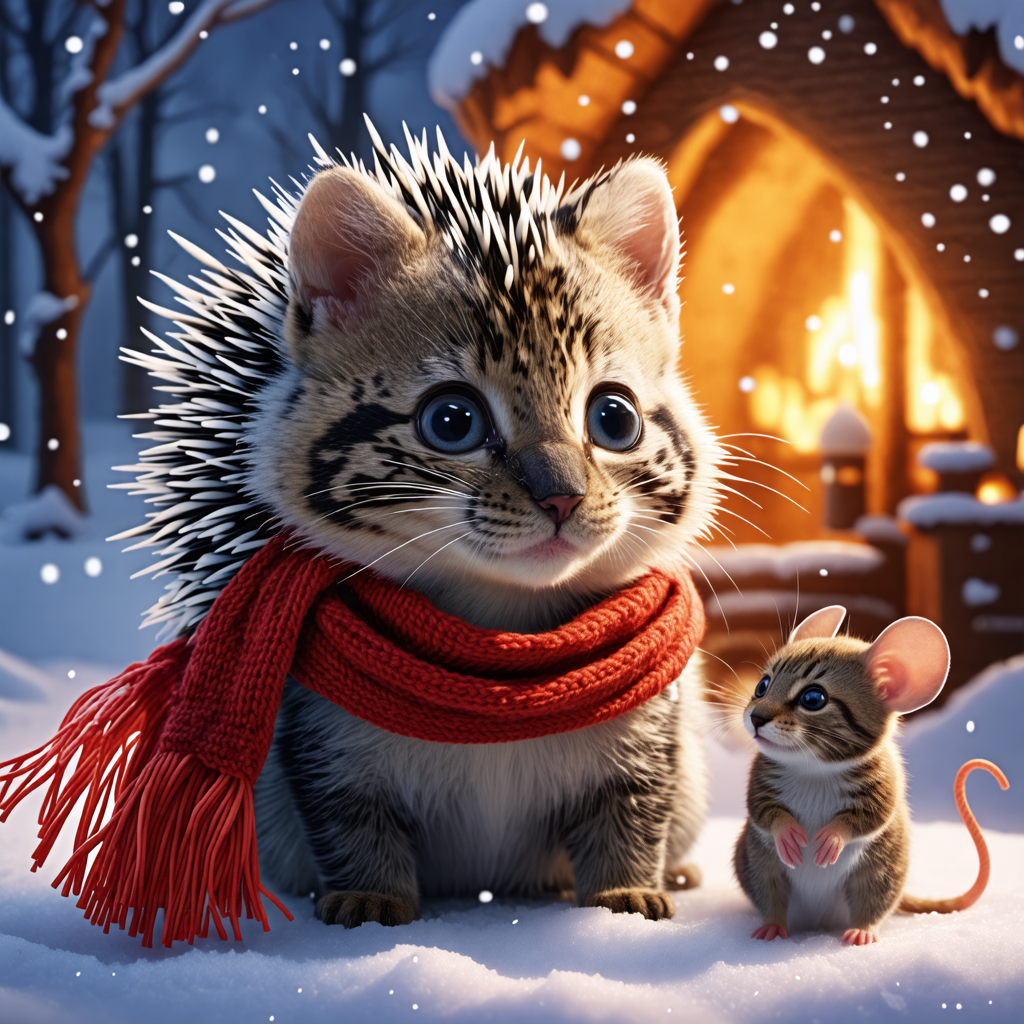 rice, porcupine, mouse, candy, scarf, igloo, jaguar, kitten