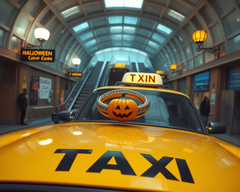 ring, taxi, tricycle, escalator, halloween