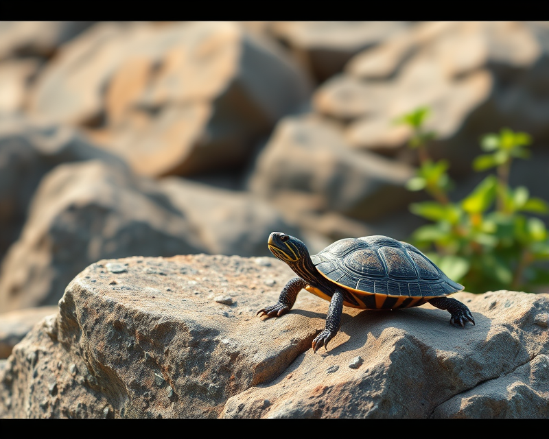 rock, turtle