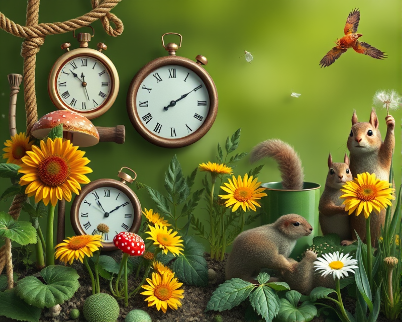 rope, sunflower, mushroom, asparagus, lobster, clock, dandelion, squirrel, cup, daisy, escalator, green, owl, canoe