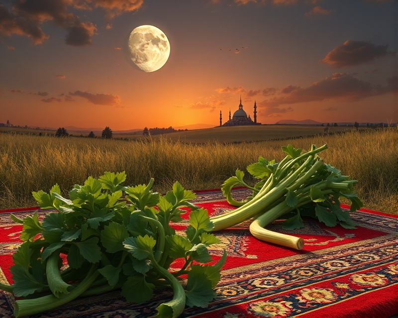 rug, celery, moon