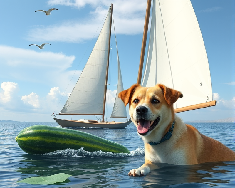 sailboat, cucumber, dog