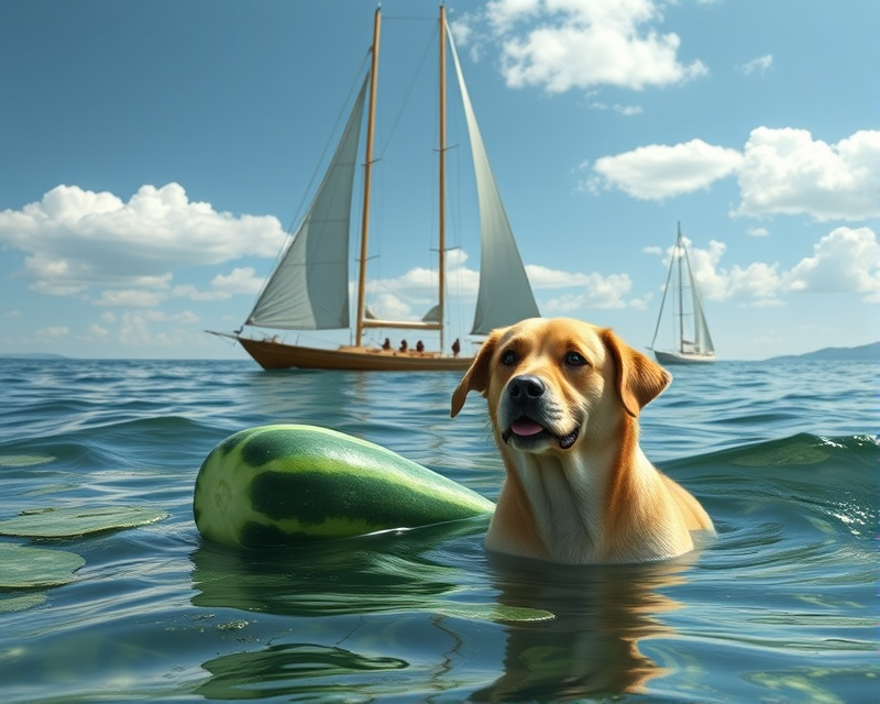 sailboat, cucumber, dog