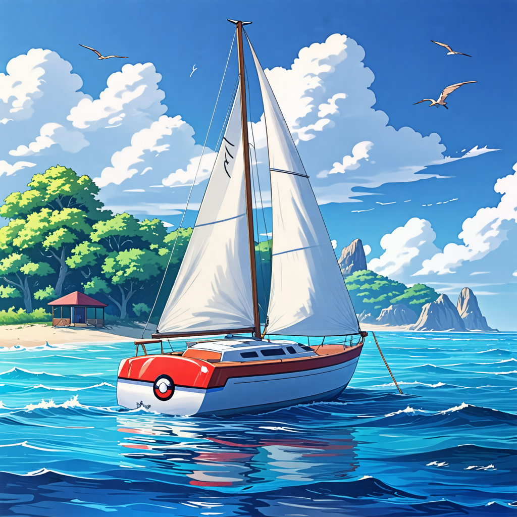 sailboat, pokeball