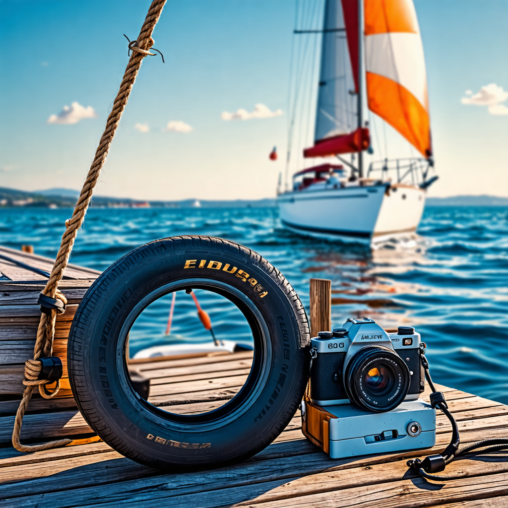 sailboat, tire, camera