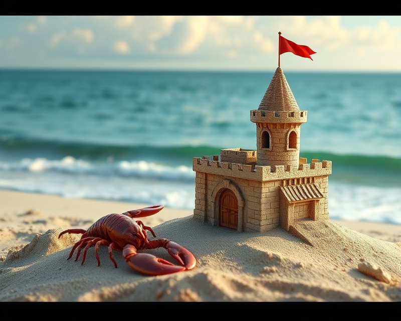 sandcastle, lobster