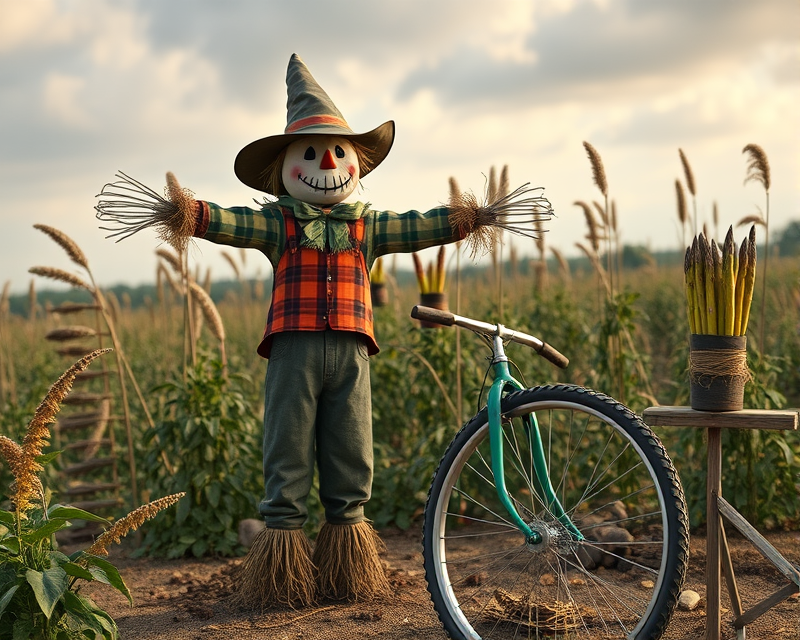 scarecrow, asparagus, unicycle