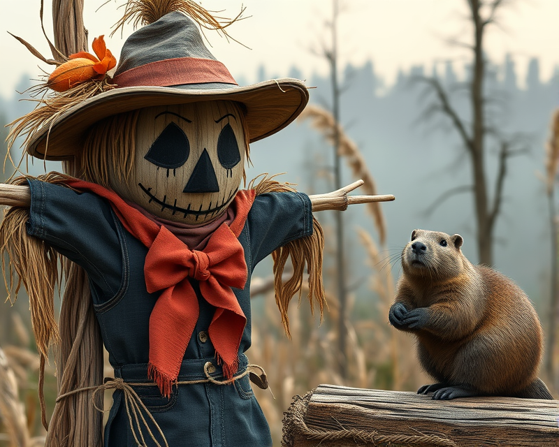 scarecrow, trophy, beaver