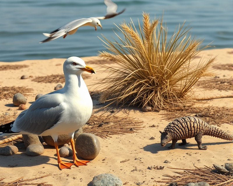 seagull, armadillo