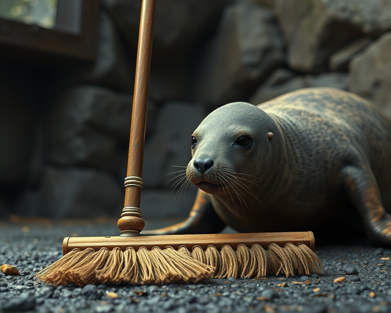 seal, broom