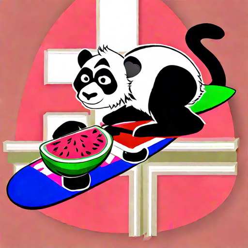 skateboard, monkey, watermelon, peach, panda, egg, pokeball, flower, sword, lettuce