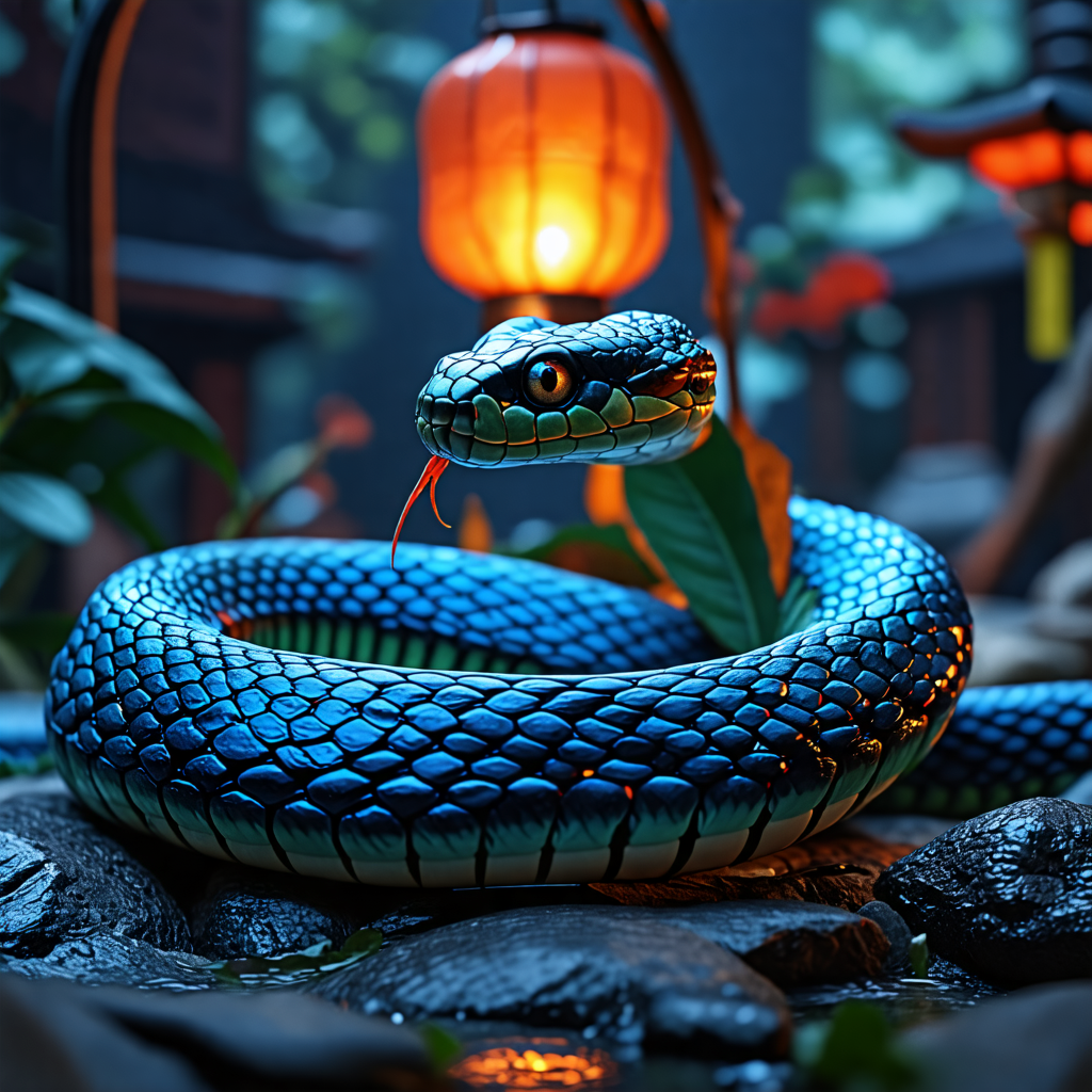 snake, lantern