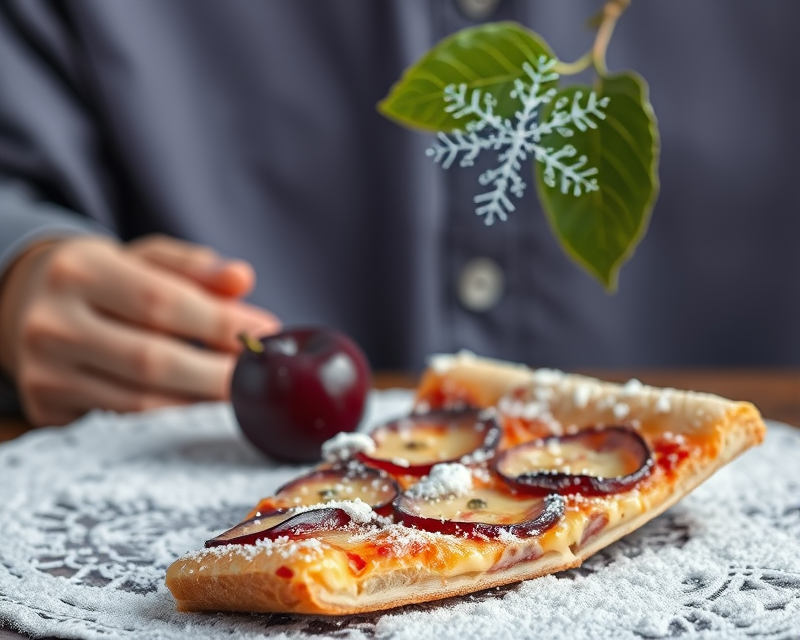 snowflake, pizza, plum, shirt, chocolate