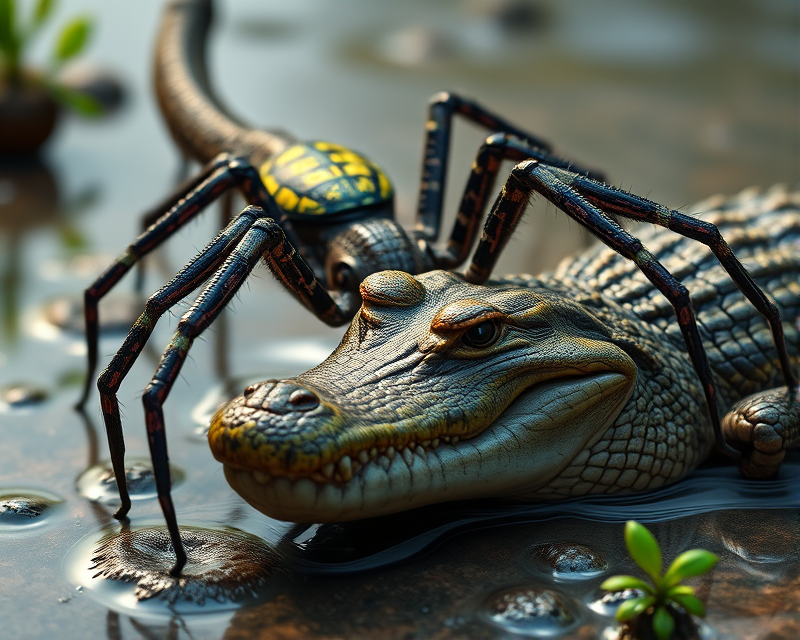 spider, alligator