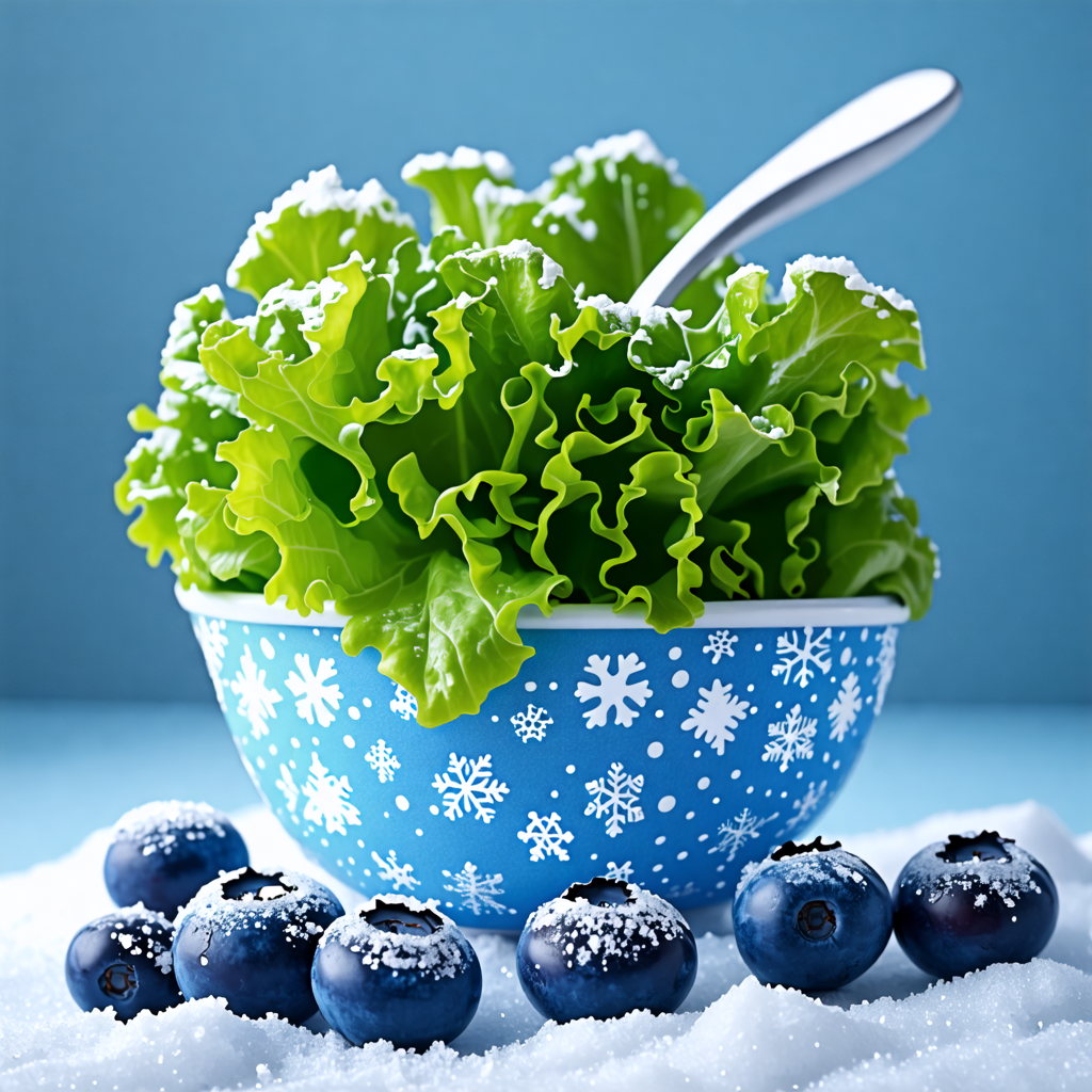 spoon, lettuce, blueberry, bandana, snowflake