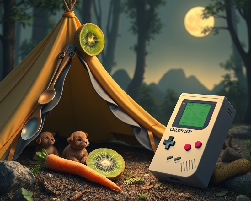 spoon, tent, cabbage, carrot, kiwi, duck, gameboy, panther, puppy, seahorse