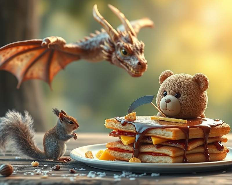 squirrel, dragon, pancake, cheese, bear