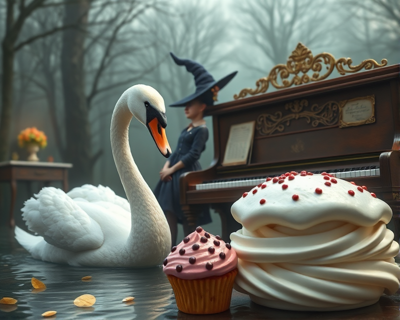 swan, witch, piano, football, muffin