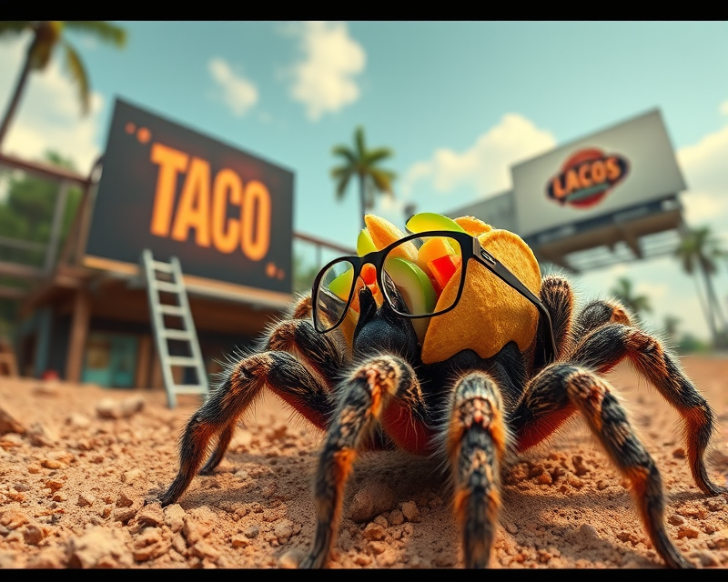 taco, glasses, tarantula, ladder, billboard