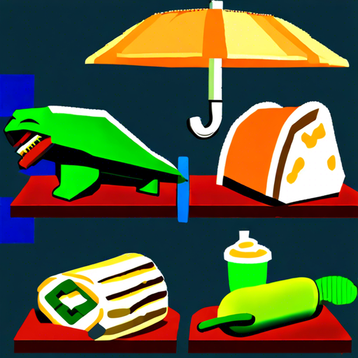 taco, umbrella, broccoli, fork, snake, lego, pickle, cucumber, raven, campfire