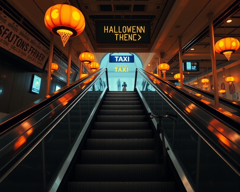 taxi, halloween, escalator, ring, tricycle