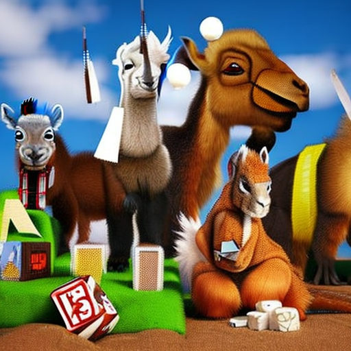 taxi, squirrel, llama, corn, sandcastle, snowflake, dice, lemur, buffalo, bowtie