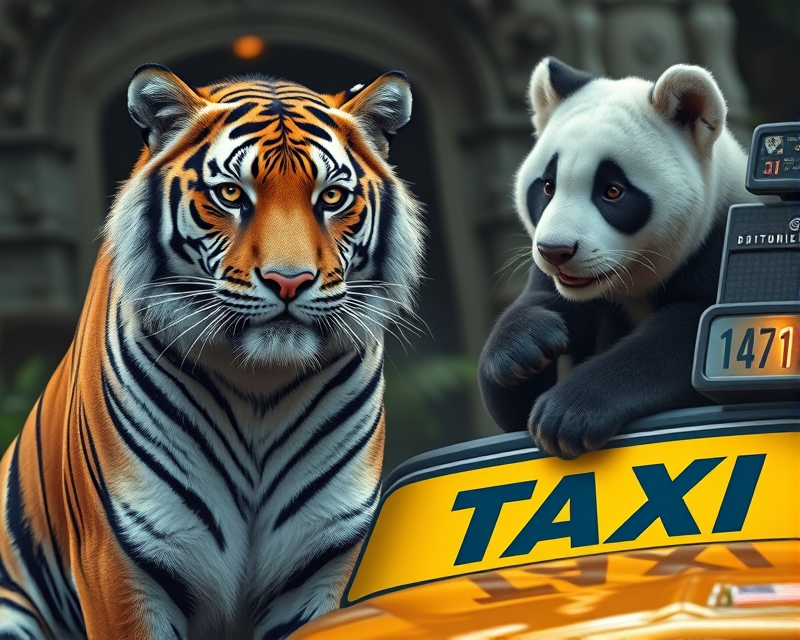 tiger, taxi, panda