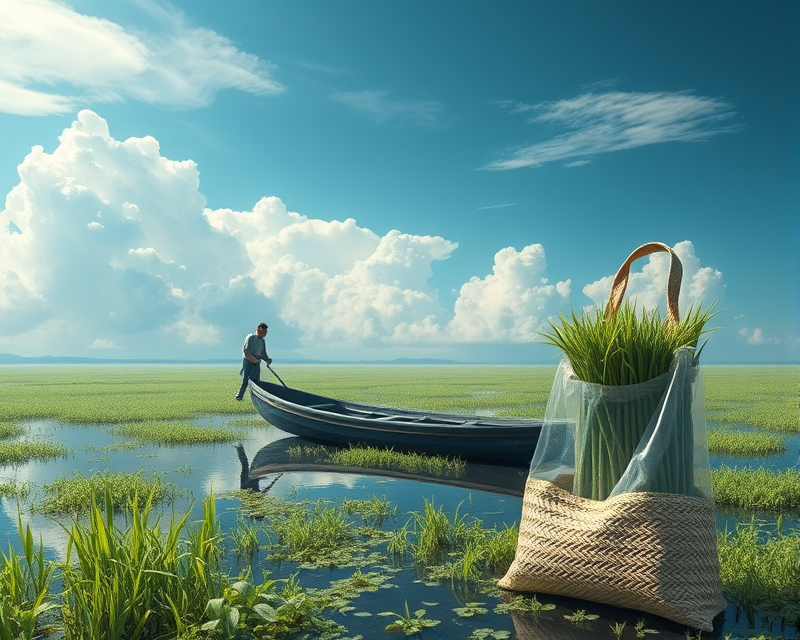 tire, cucumber, rice, boat, cloud, bag