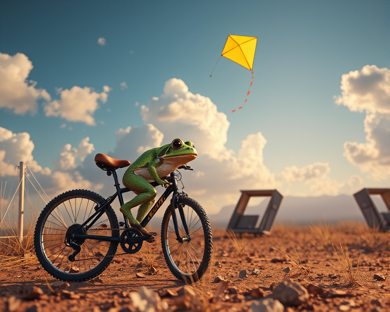 toad, bicycle, kite