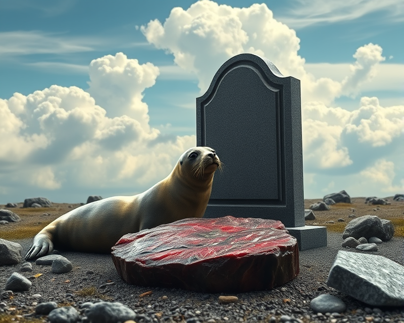 tombstone, seal, steak, cloud